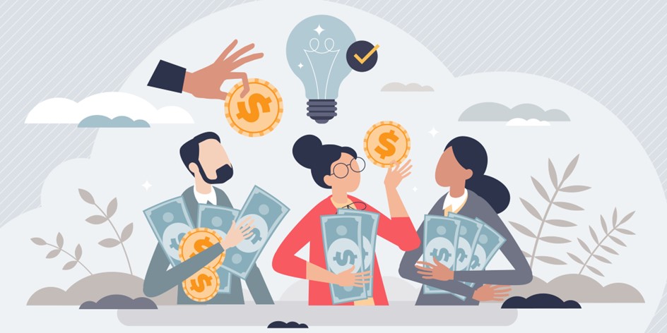 Illustration of employees holding funds to be contributed to ESPP